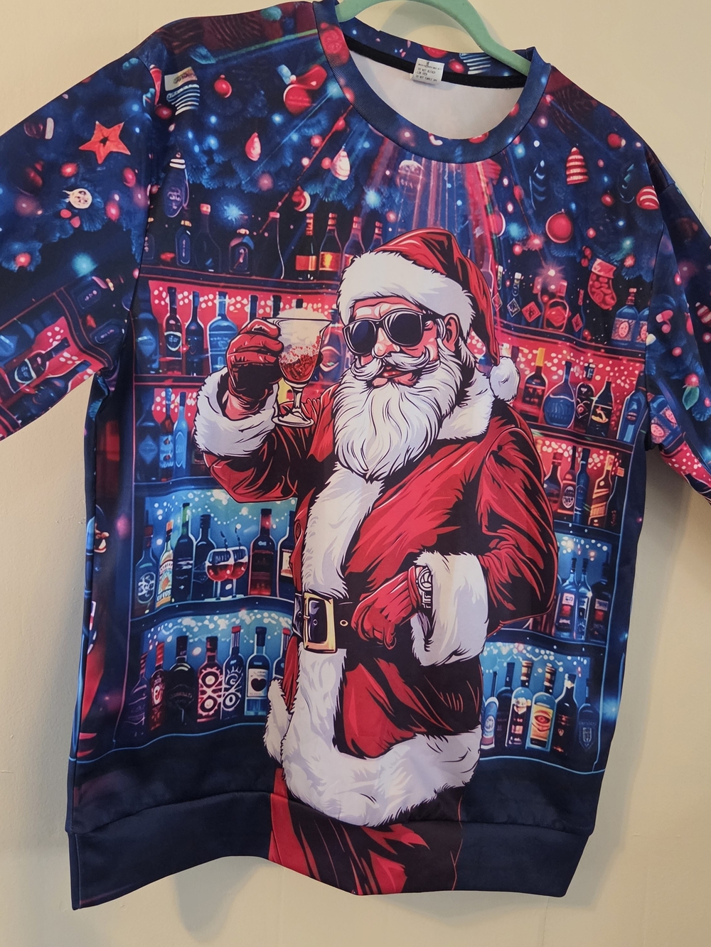 Men's Santa Graphic Sweatshirt - Red & Blue Holiday Top